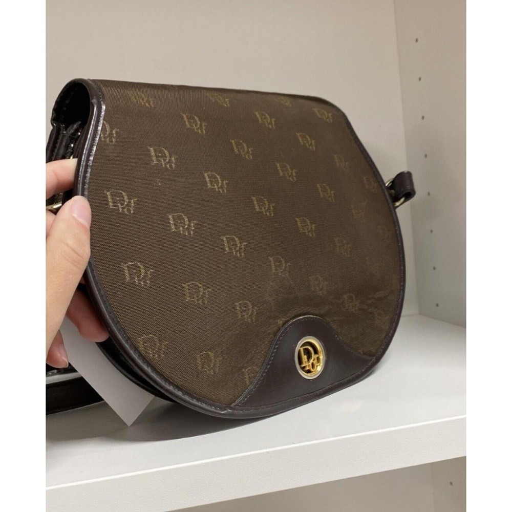 Rare Vintage Christian Dior Logo Brown crossbody bag